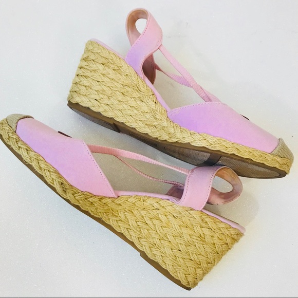 Chaps Clarissa Canvas Espadrille Wedges Pink - Picture 3 of 8